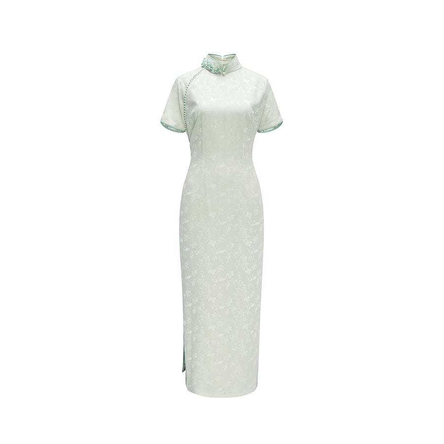 Loose Sleeve Floral-Collar Qipao