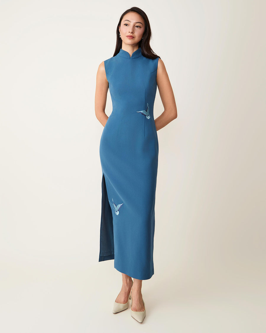 Twin Butterfly Embroidered Sleeveless Qipao