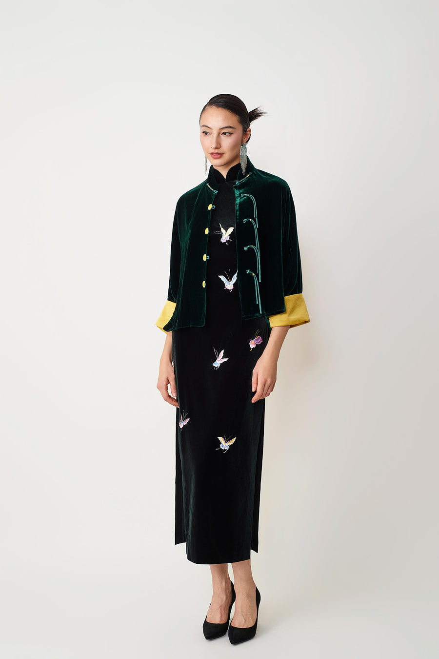 Butterfly Embroidered Modern Qipao