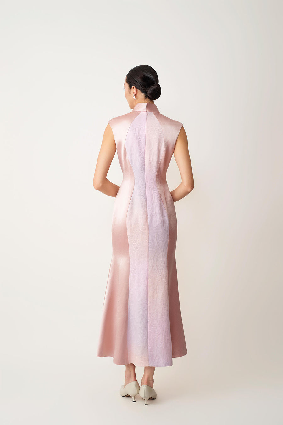 Snake & Orchid Embroidered Qipao Pink