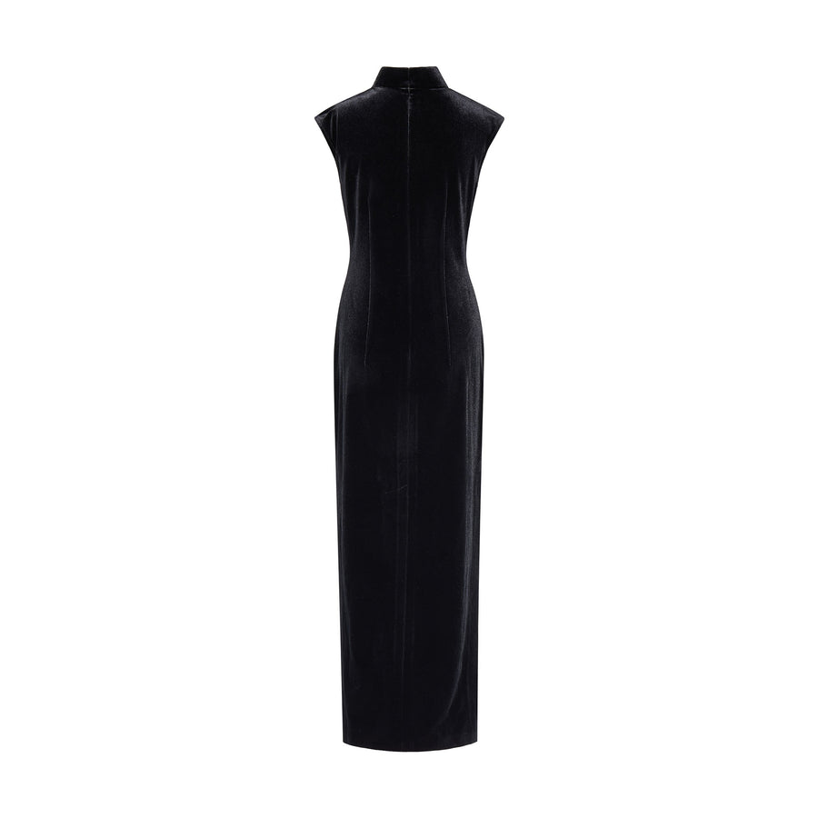 Butterfly Embroidered Modern Qipao Black