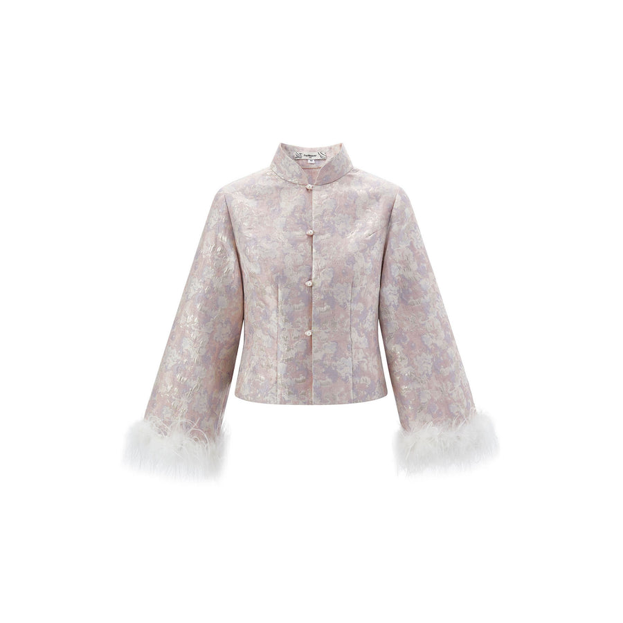 Landscape Patterned Short Jacket Pink