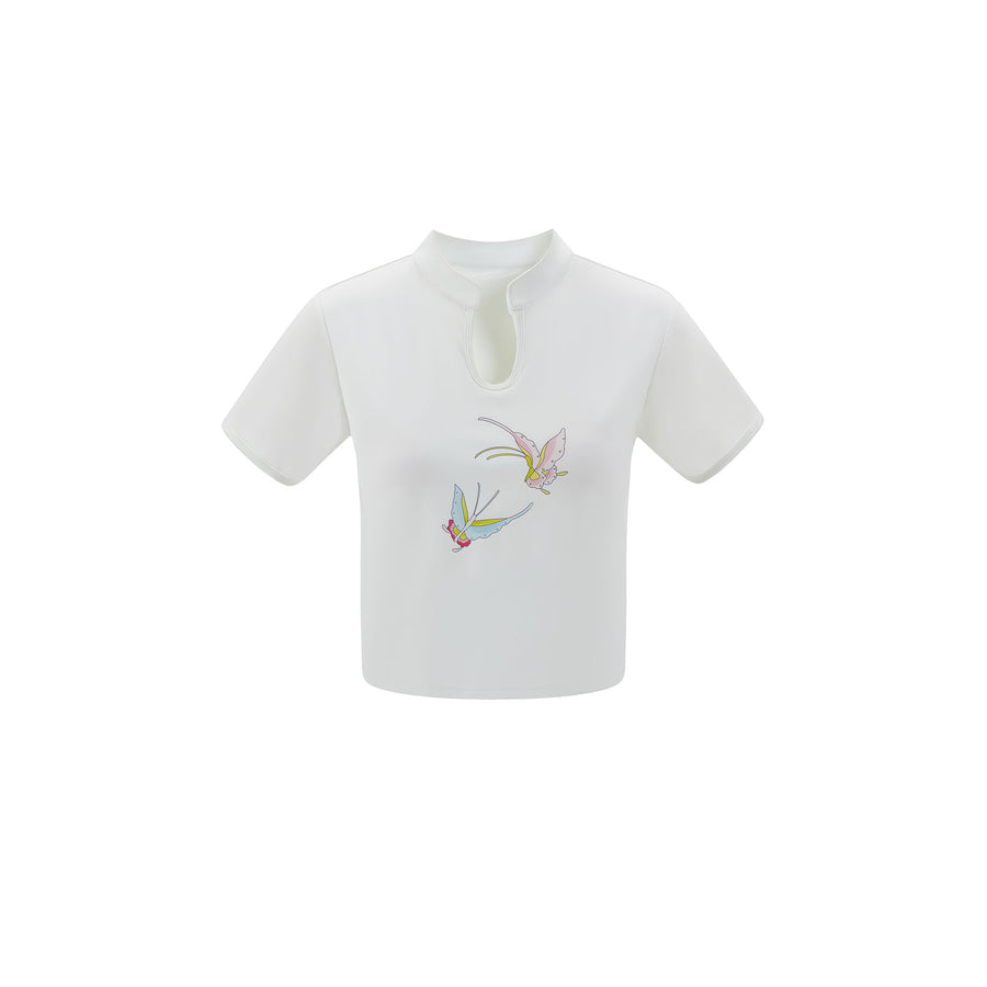 Twin-Butterfly Backless T-Shirt