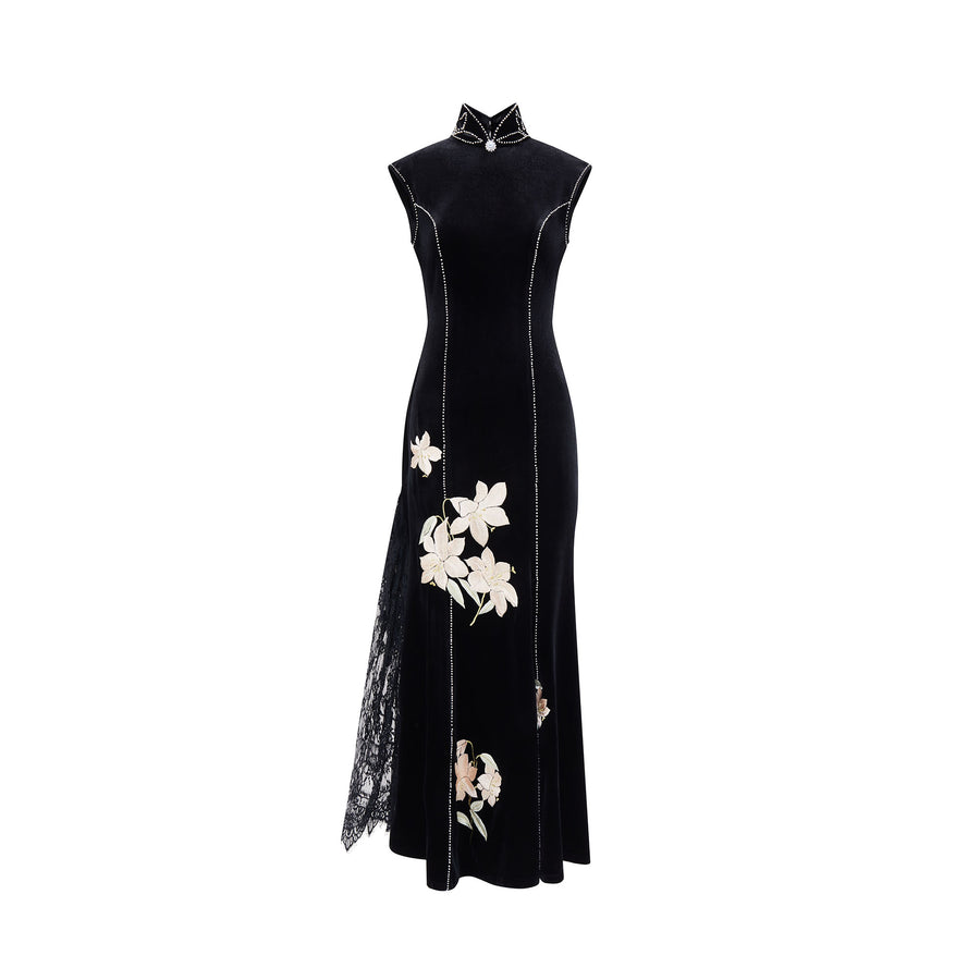 Butterfly Button Ribbon Short Qipao Dress