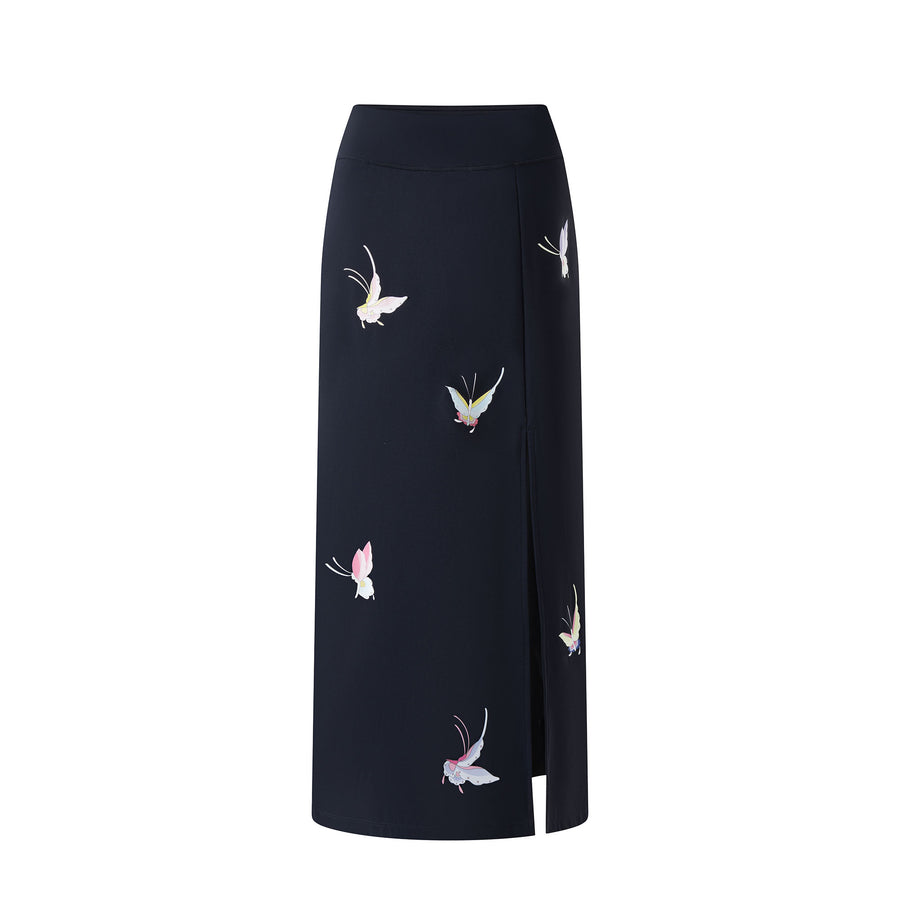 Butterfly Front-Slit Mid Skirt