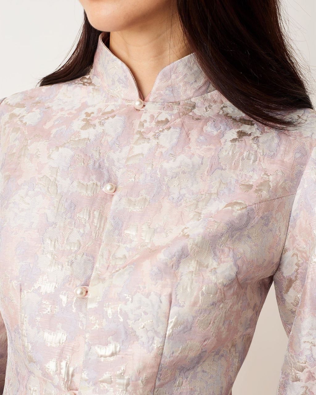 Landscape Patterned Short Jacket Pink