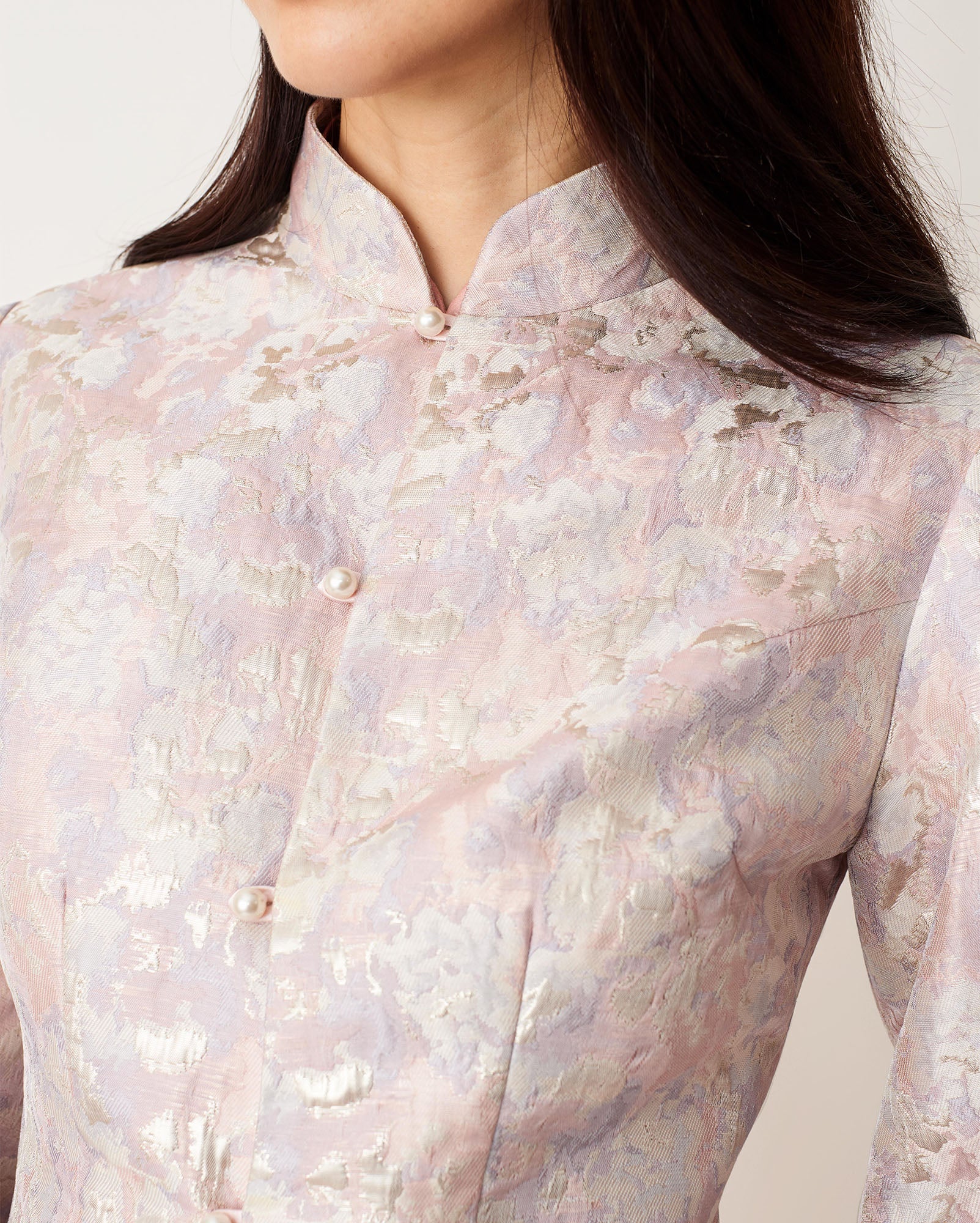 Landscape Patterned Short Jacket Pink