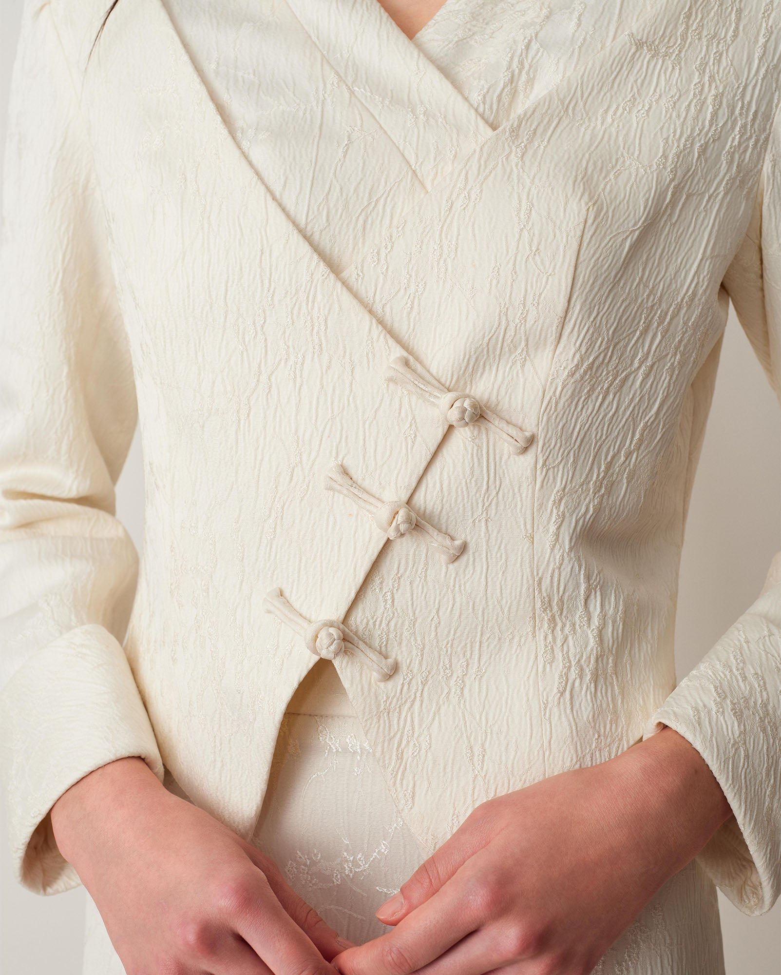 Asymmetrical V-Neck Cropped Blazer