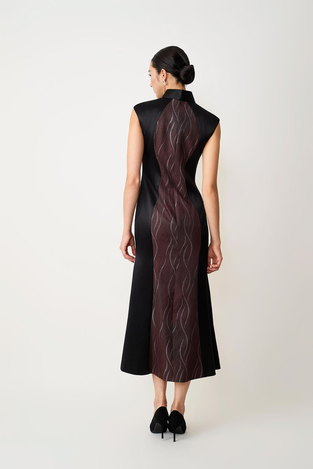 Snake & Orchid Embroidered Qipao Mocha