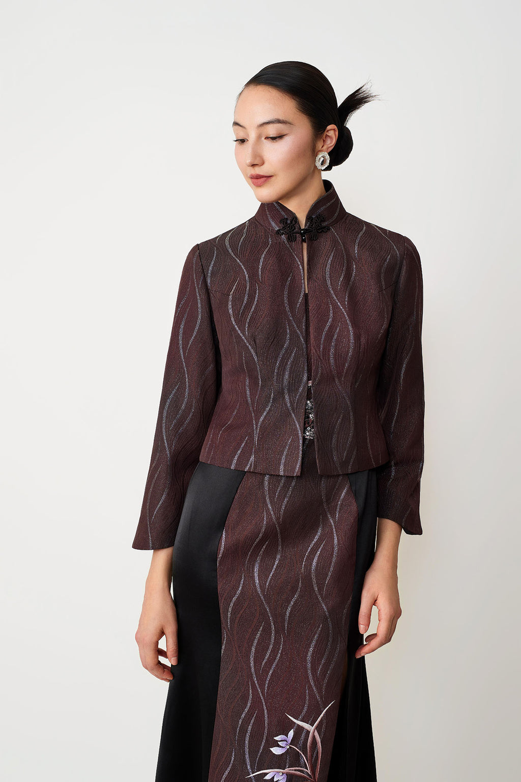 Snake & Orchid Embroidered Jacket Mocha