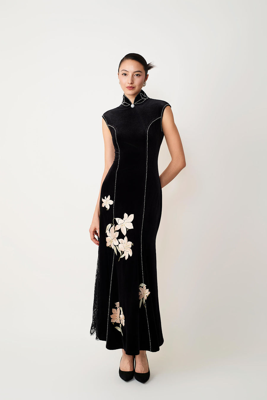 Butterfly Button Ribbon Short Qipao Dress