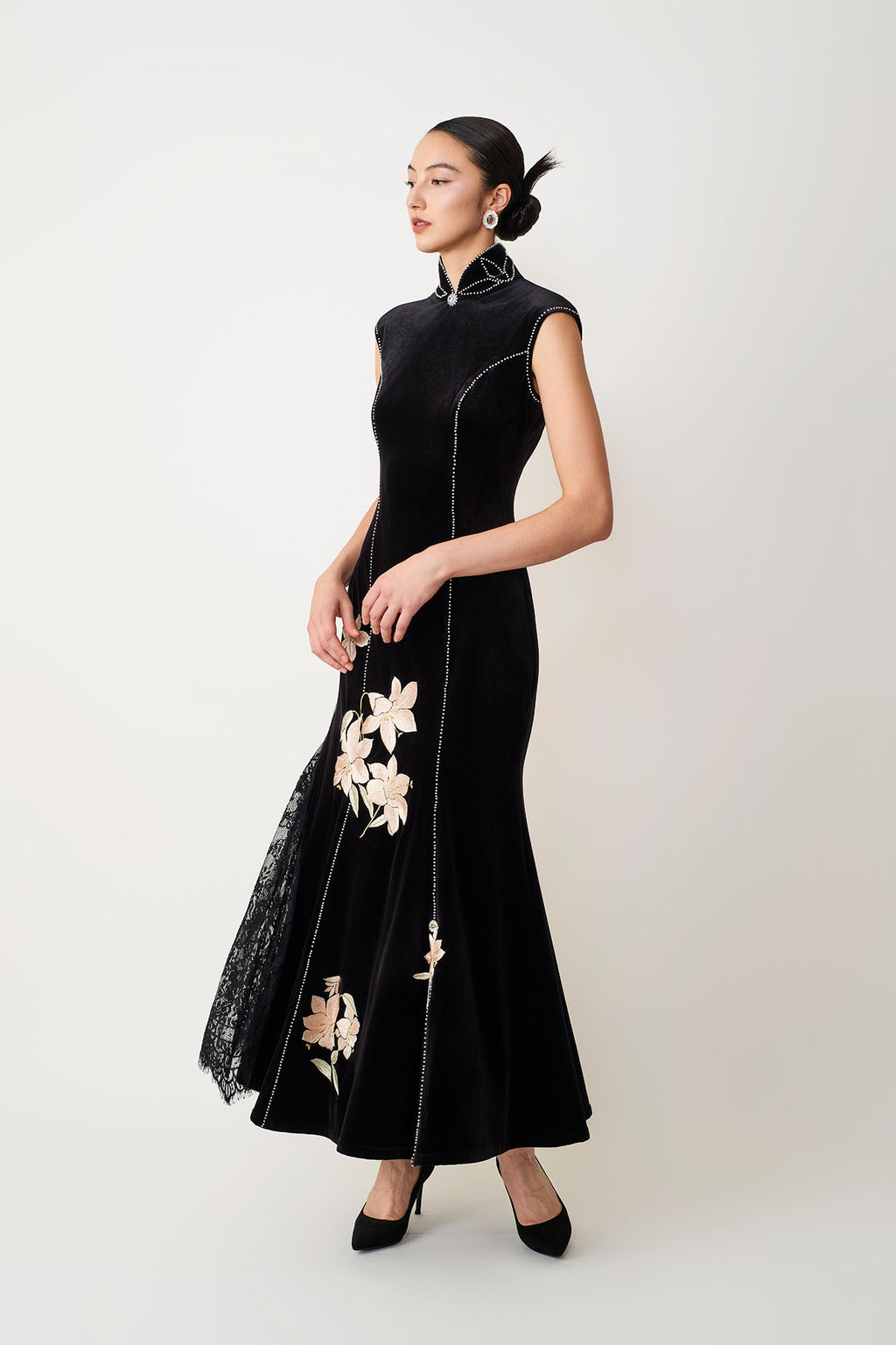 Butterfly Button Ribbon Short Qipao Dress