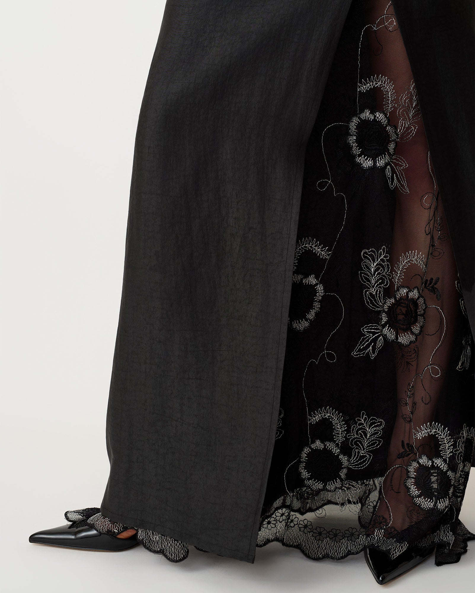 Lace Xiangyun Silk Midi Skirt