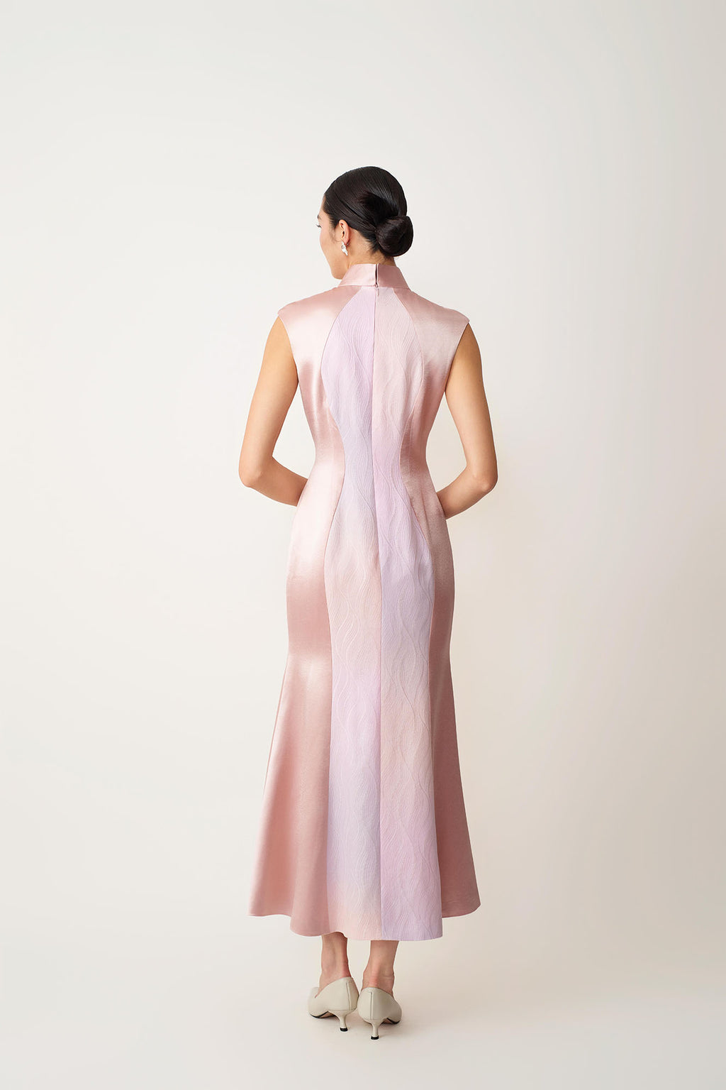 Snake & Orchid Embroidered Qipao Pink