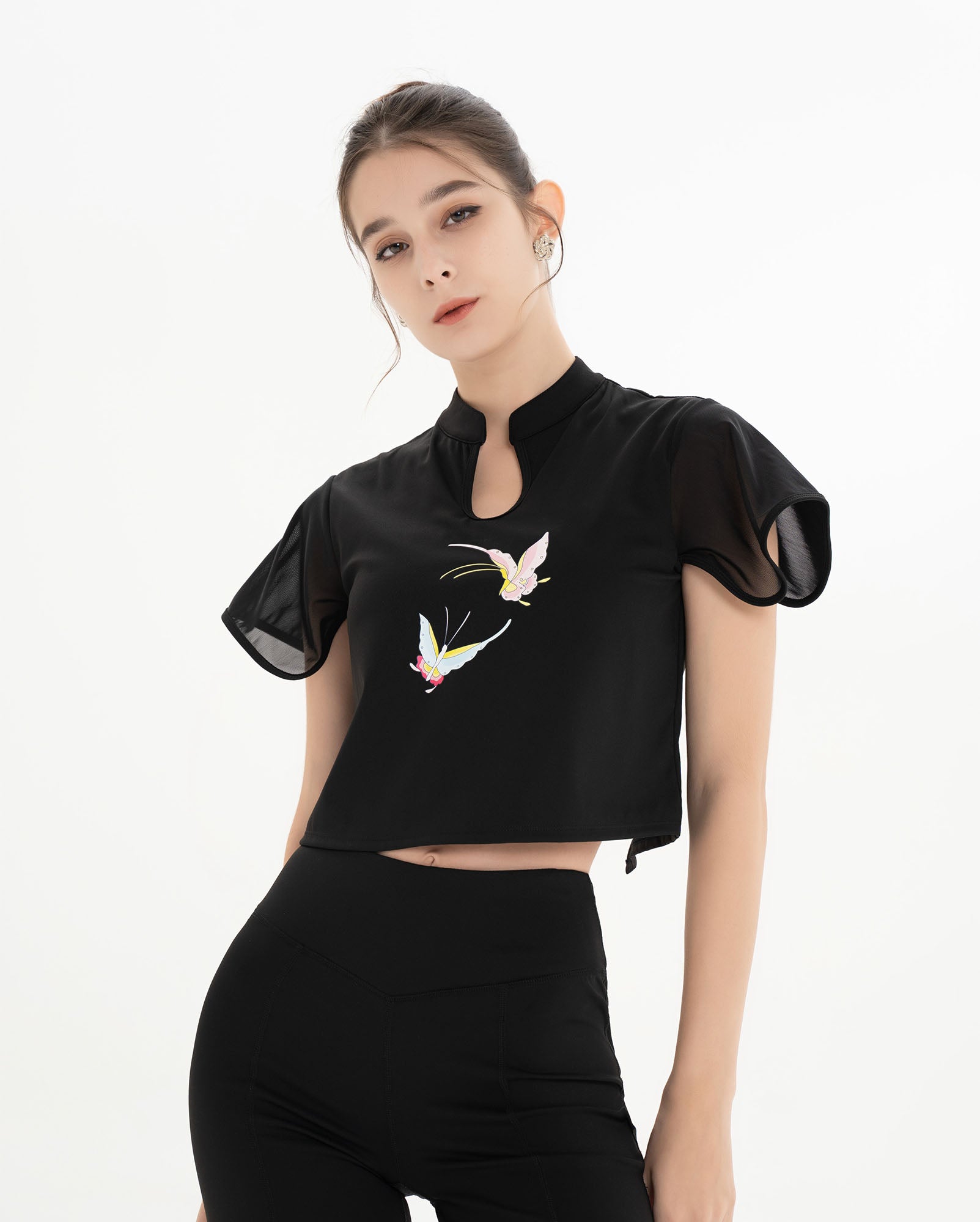 Twin-Butterfly Backless T-Shirt