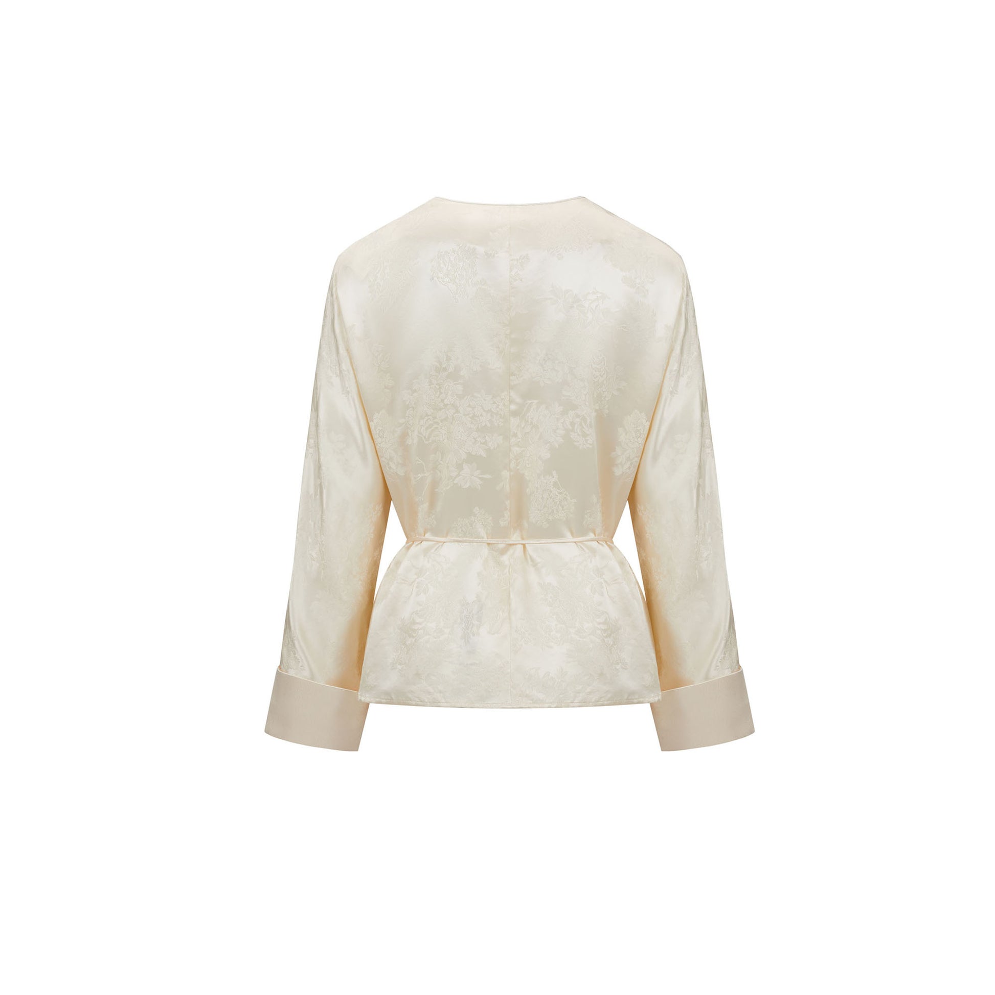 Flower Button Ribbon Blouse Lemon & Pearl