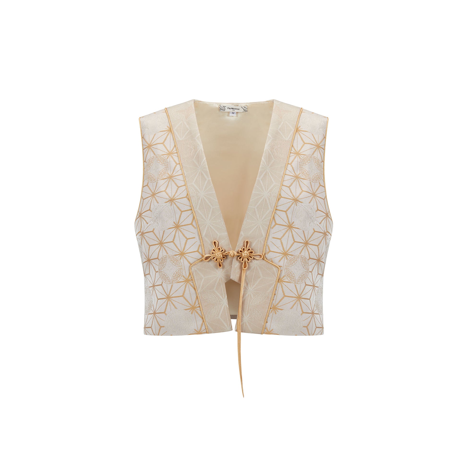 Dragon Flower Button Short Vest