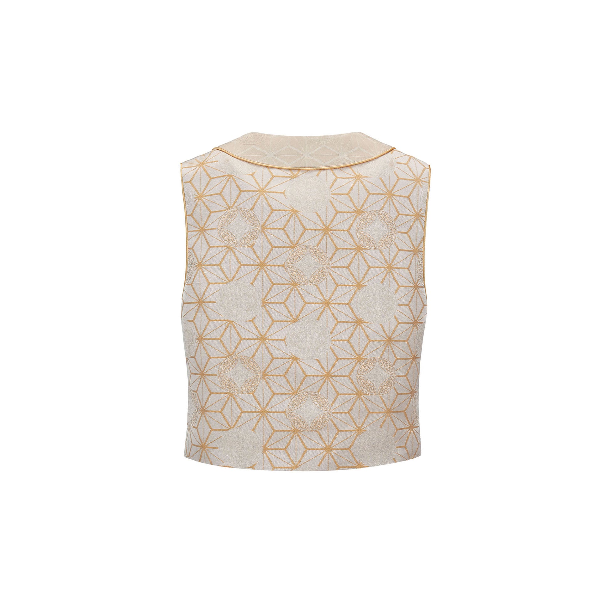 Dragon Flower Button Short Vest