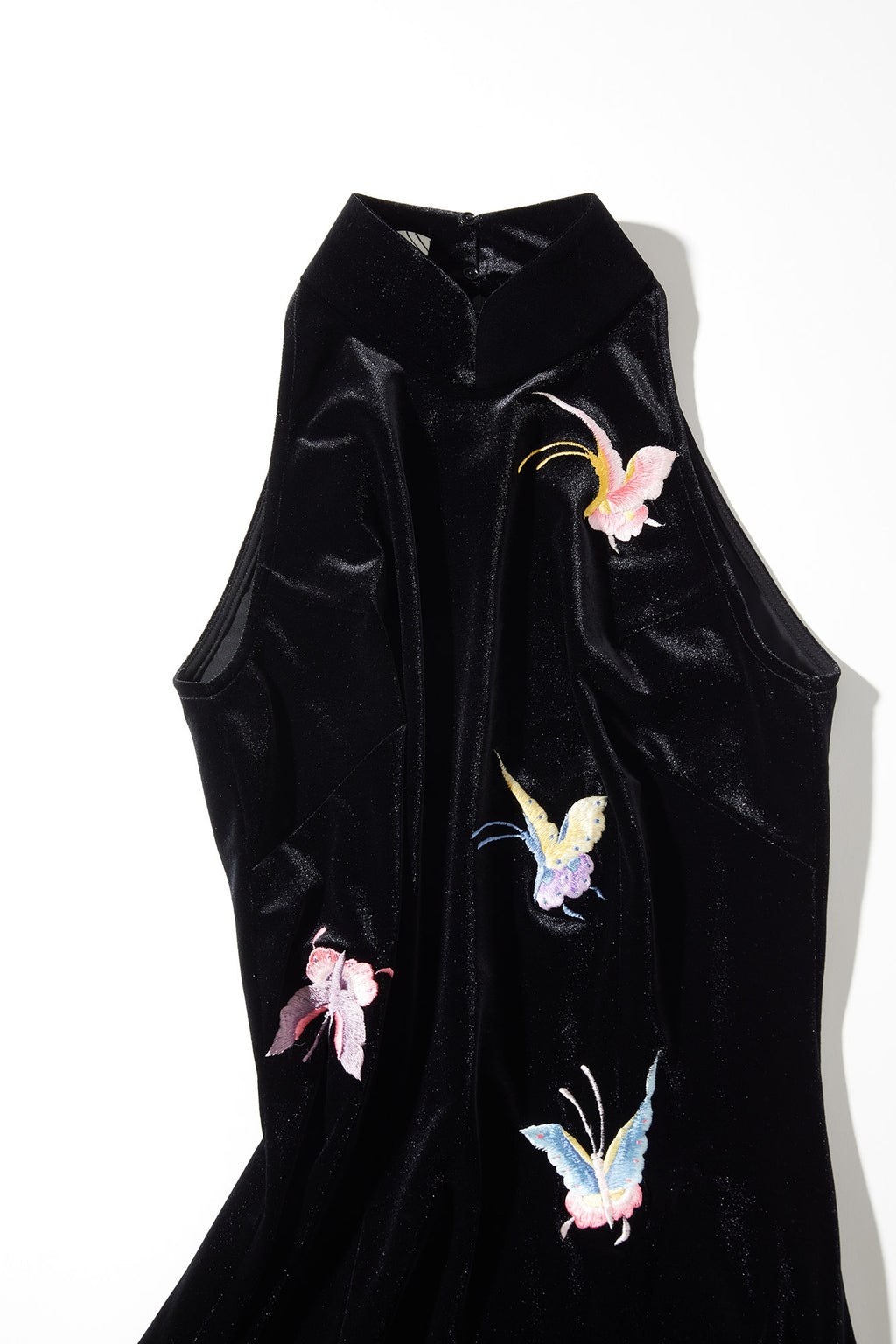 Butterfly Embroidered Halter-Neck Modern Qipao