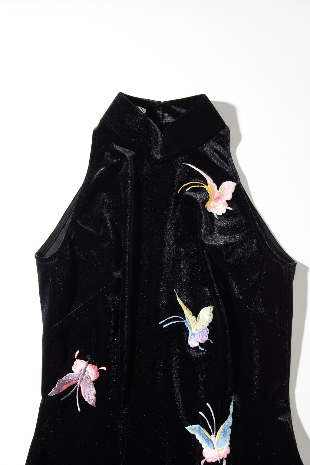 Butterfly Embroidered Halter-Neck Modern Qipao