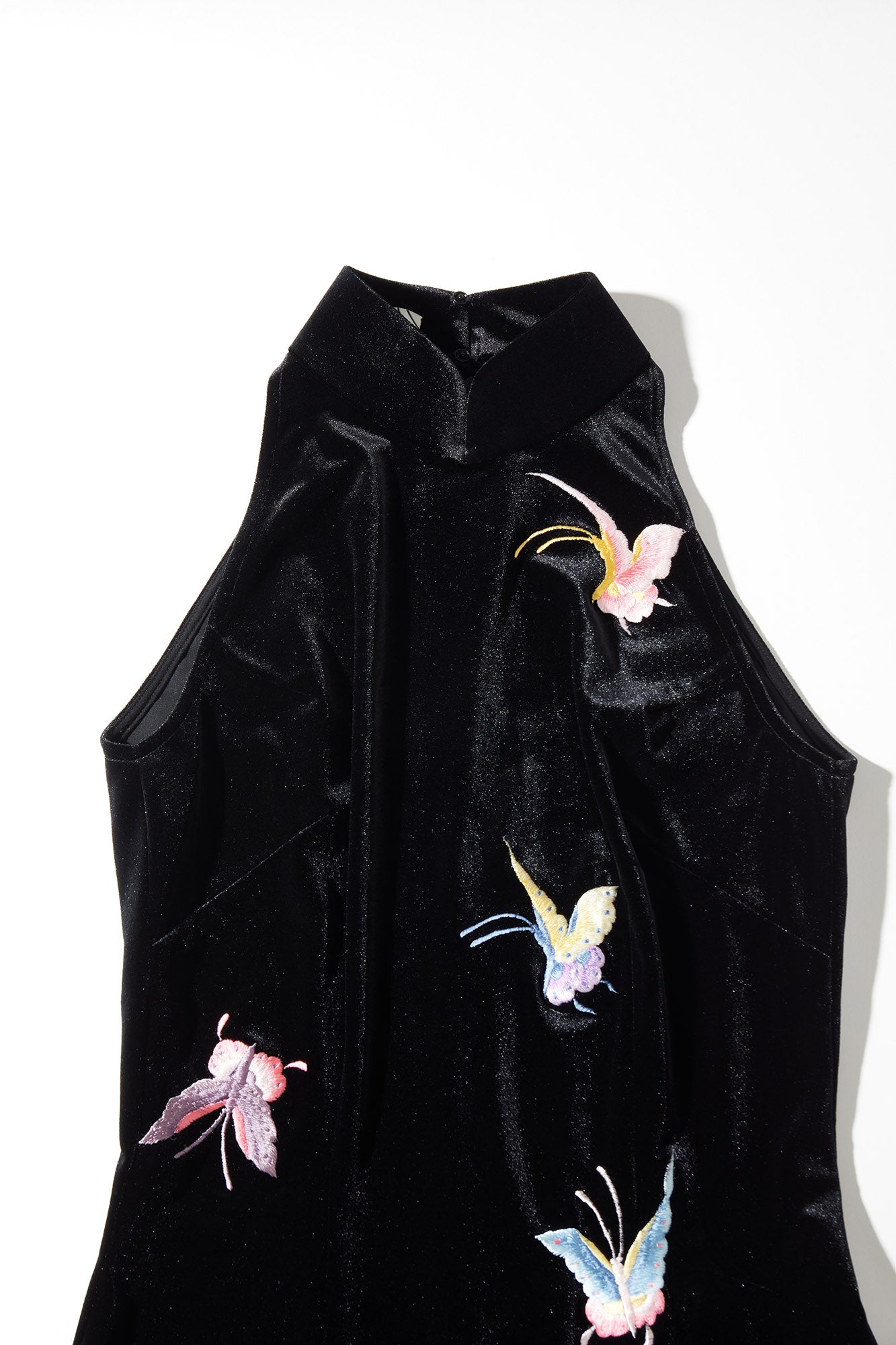 Butterfly Embroidered Halter-Neck Modern Qipao