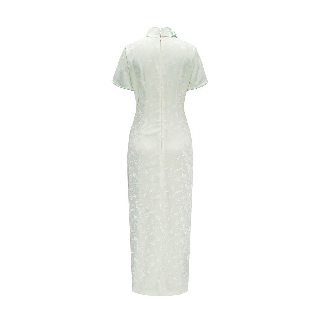 Loose Sleeve Floral-Collar Qipao