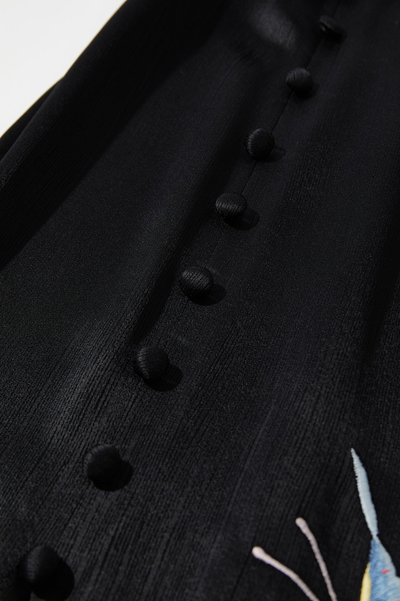 Colored Butterfly Embroidered Fishtail Skirt Black