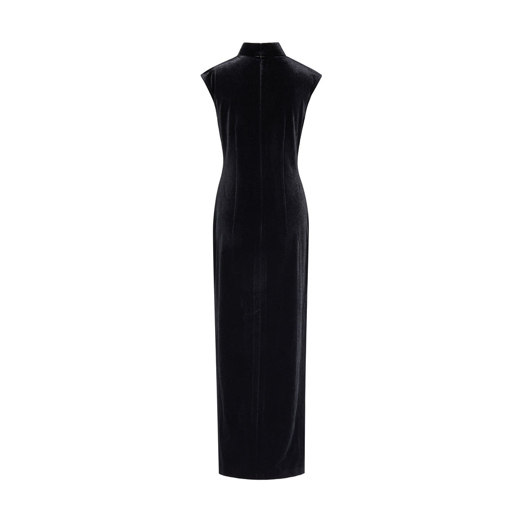 Butterfly Embroidered Modern Qipao Black