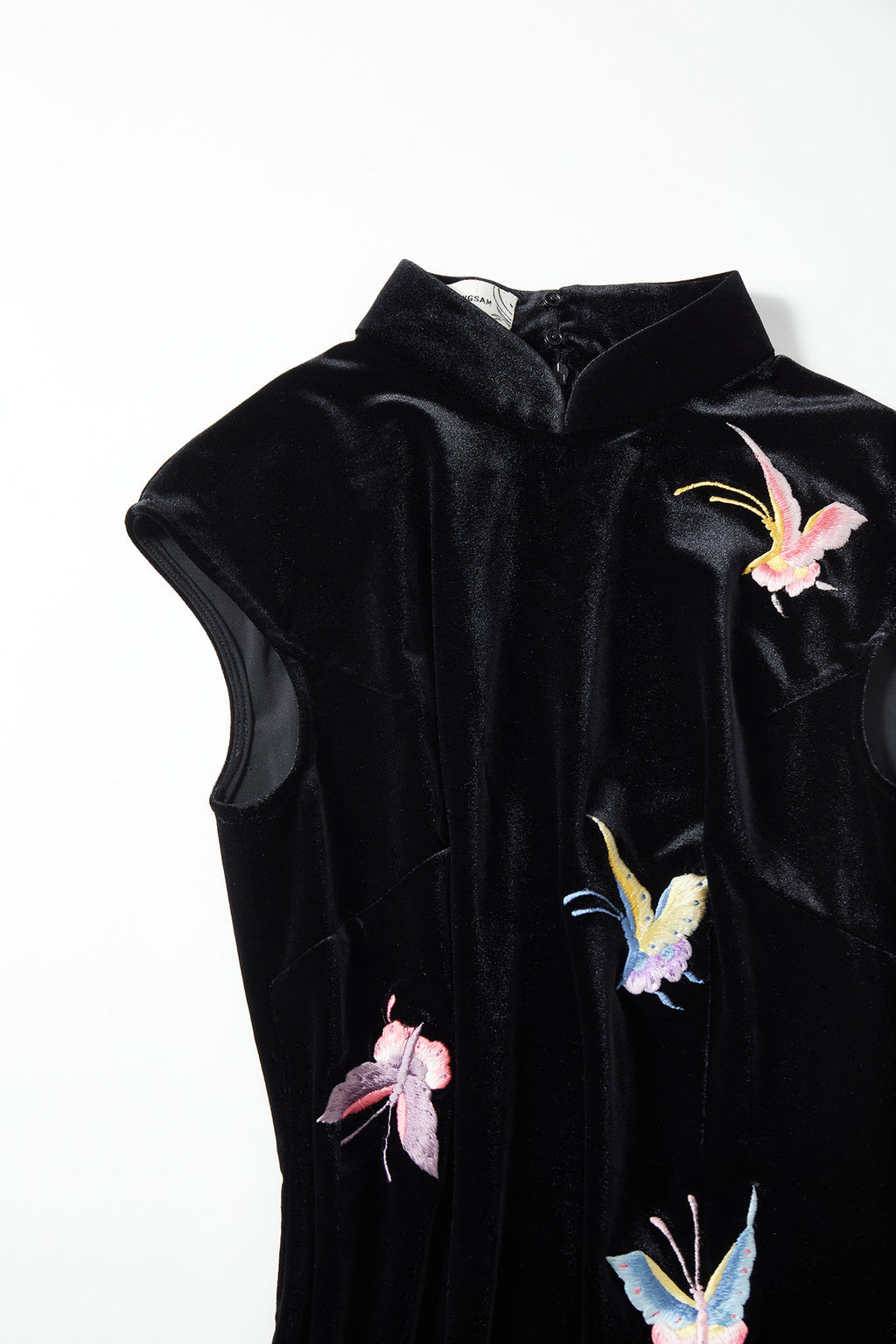 Butterfly Embroidered Modern Qipao Black