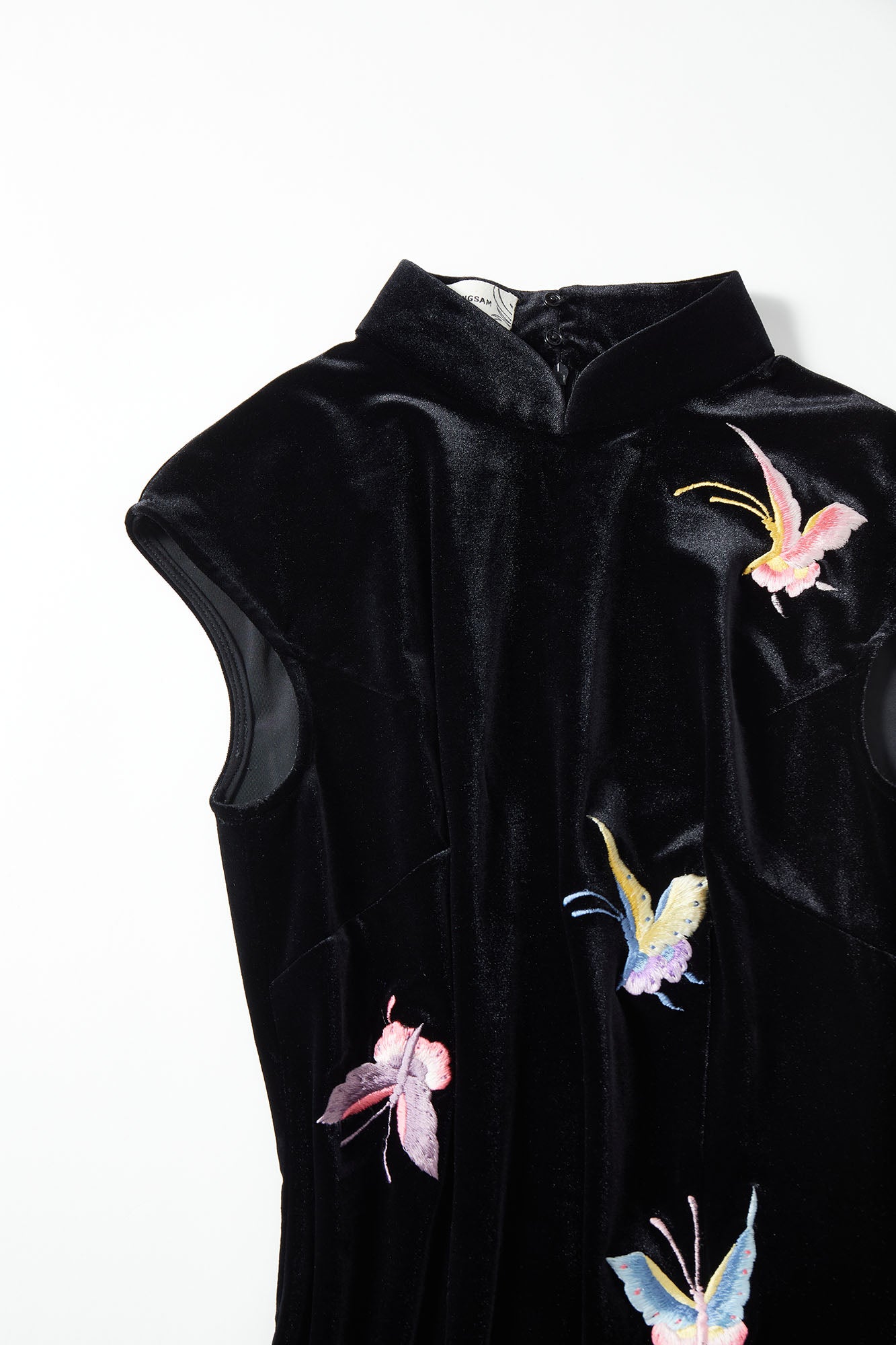 Butterfly Embroidered Modern Qipao Black