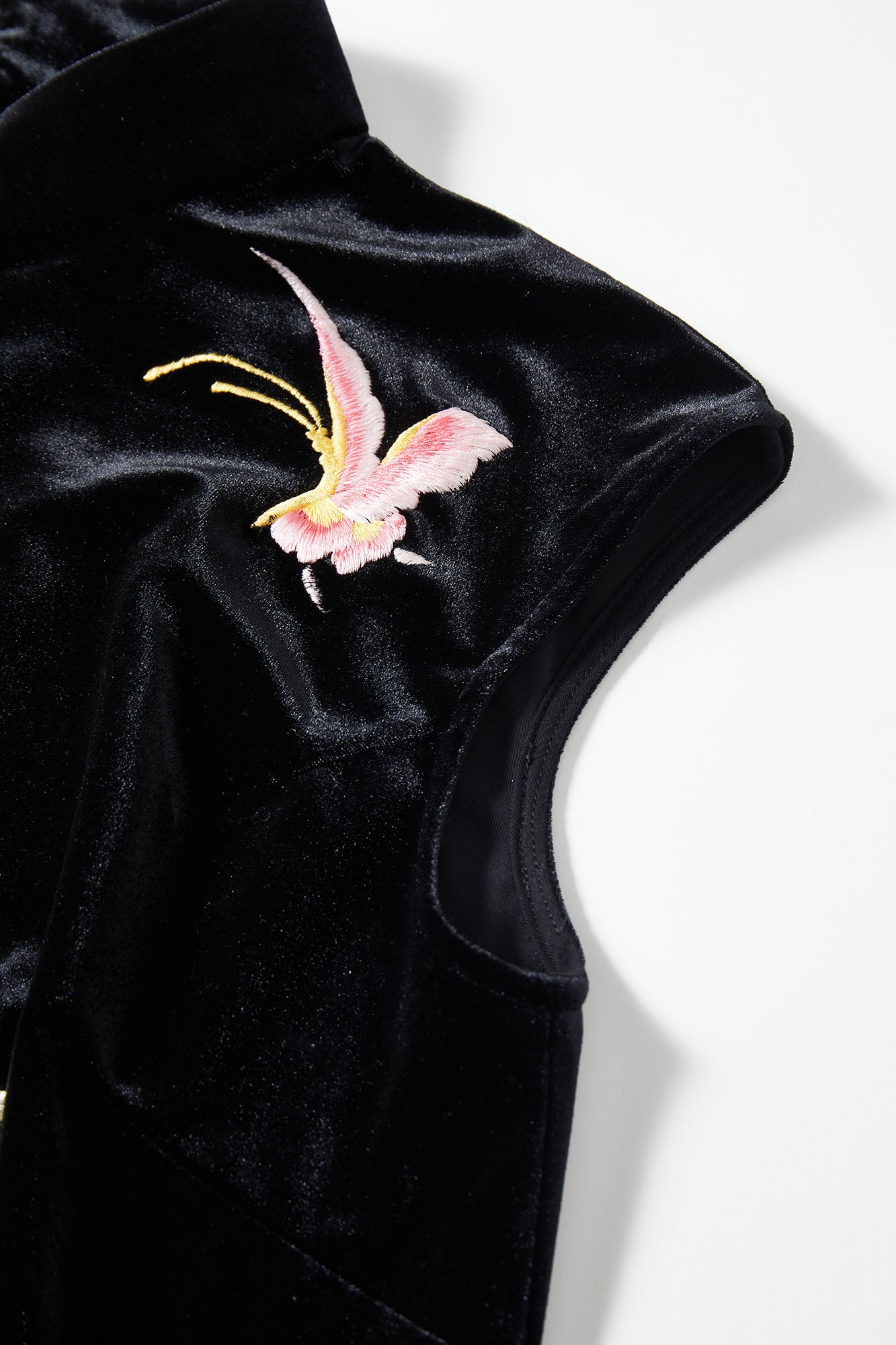 Butterfly Embroidered Modern Qipao Black