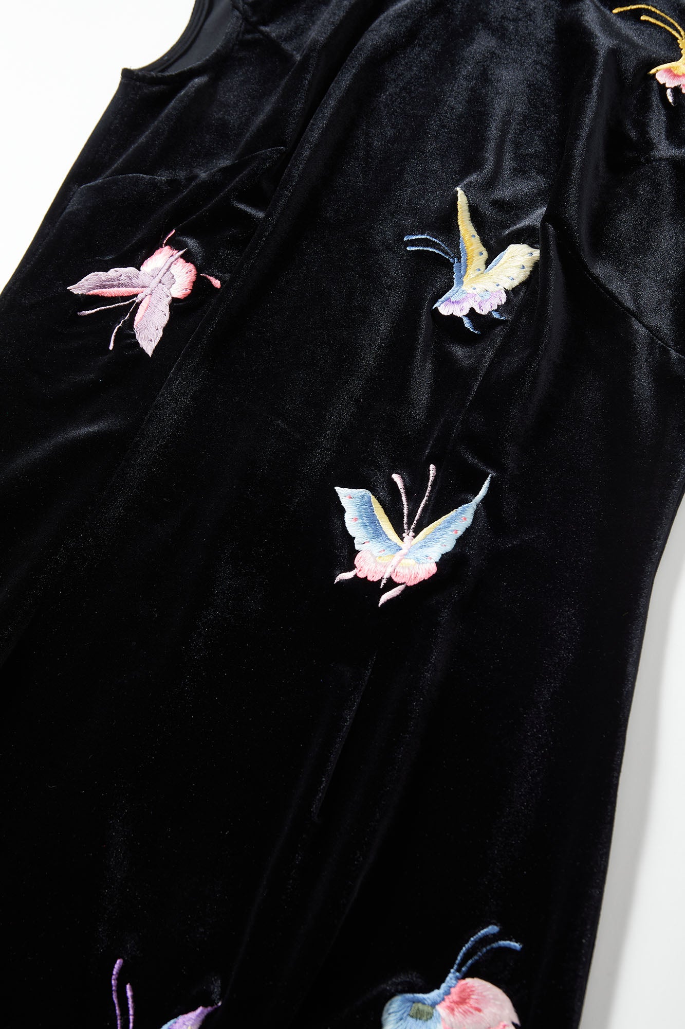 Butterfly Embroidered Modern Qipao Black