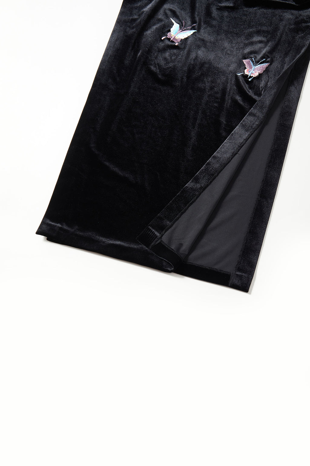 Butterfly Embroidered Modern Qipao Black