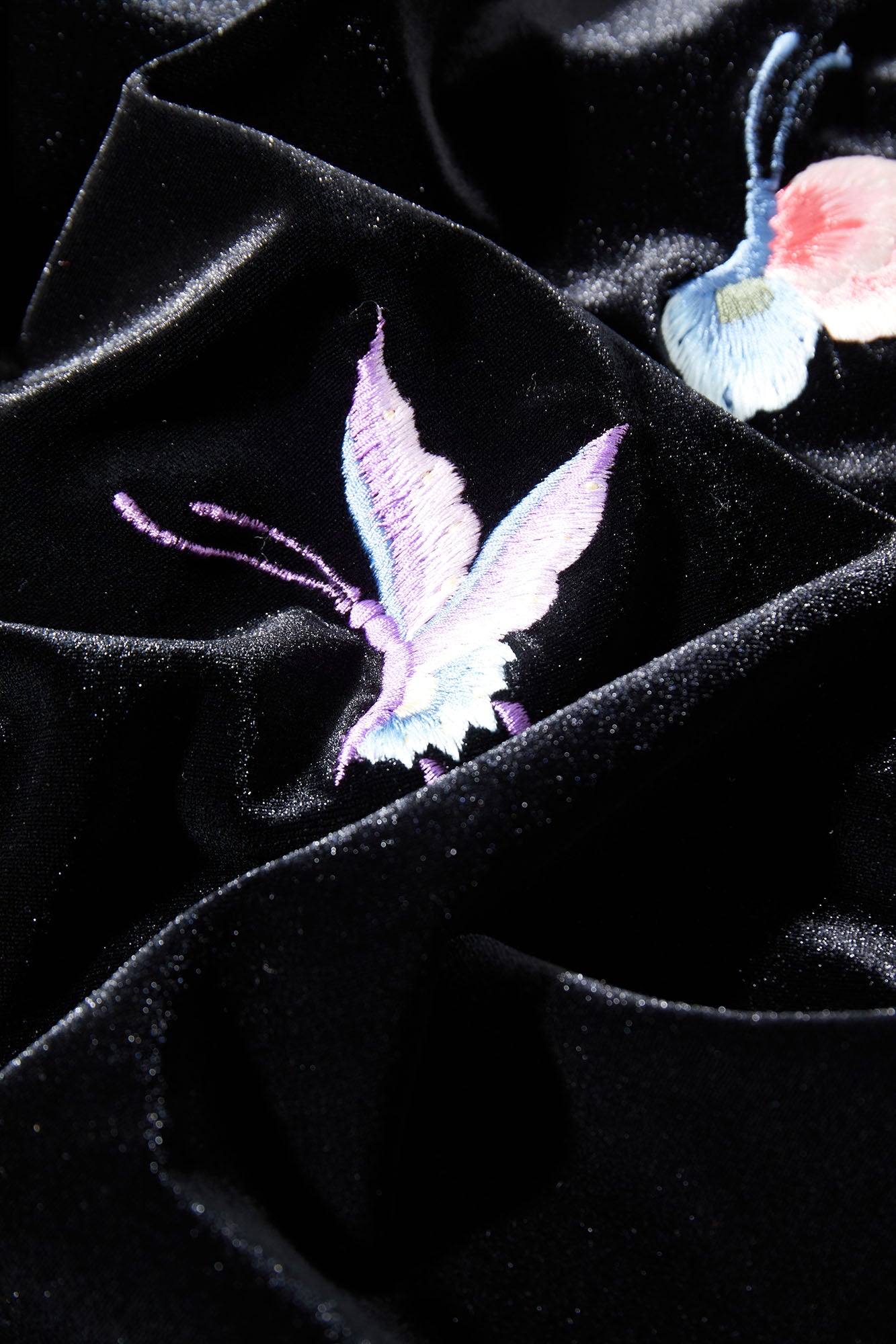 Butterfly Embroidered Modern Qipao Black