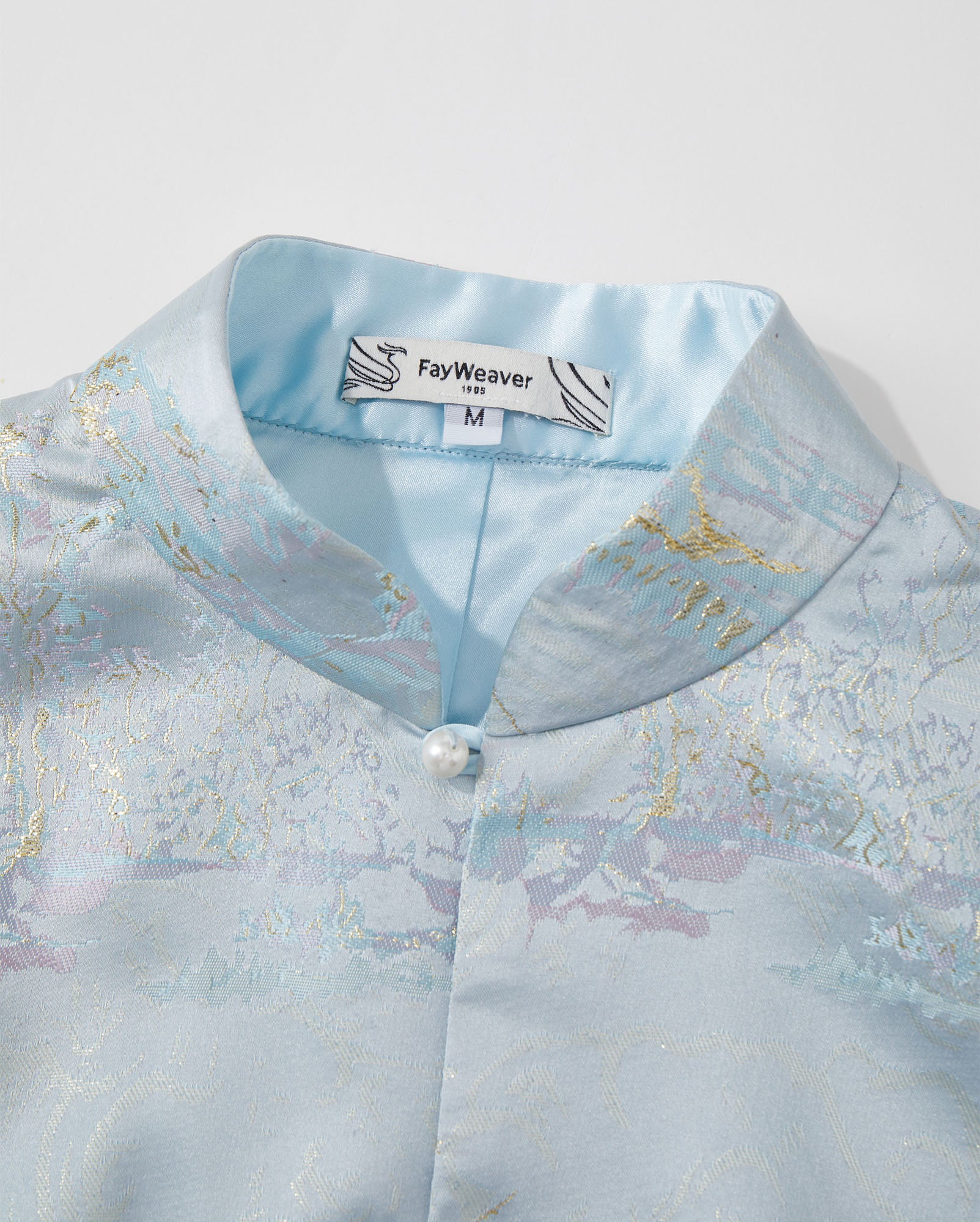 Landscape Patterned Short Jacket Azure Blue