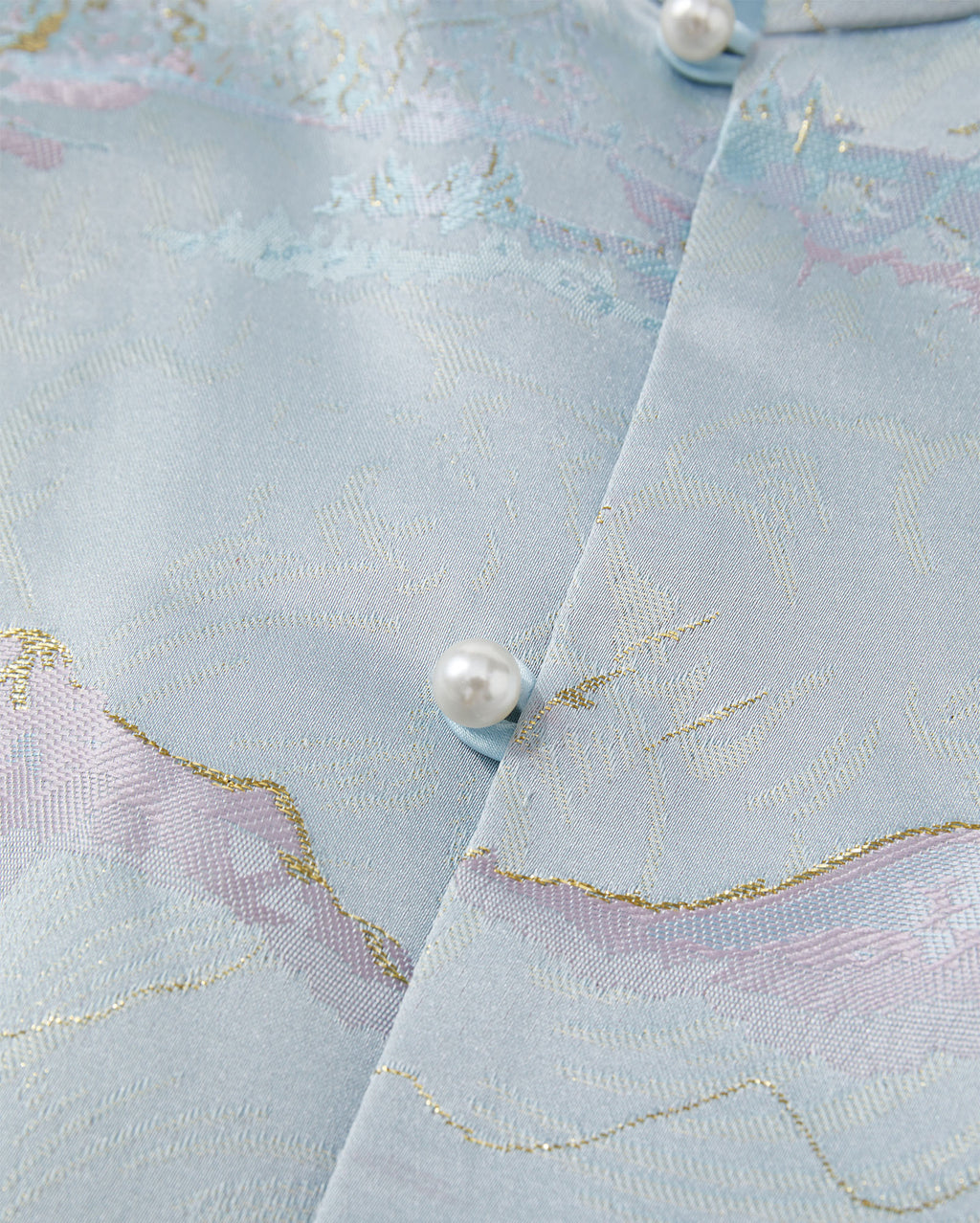 Landscape Patterned Short Jacket Azure Blue