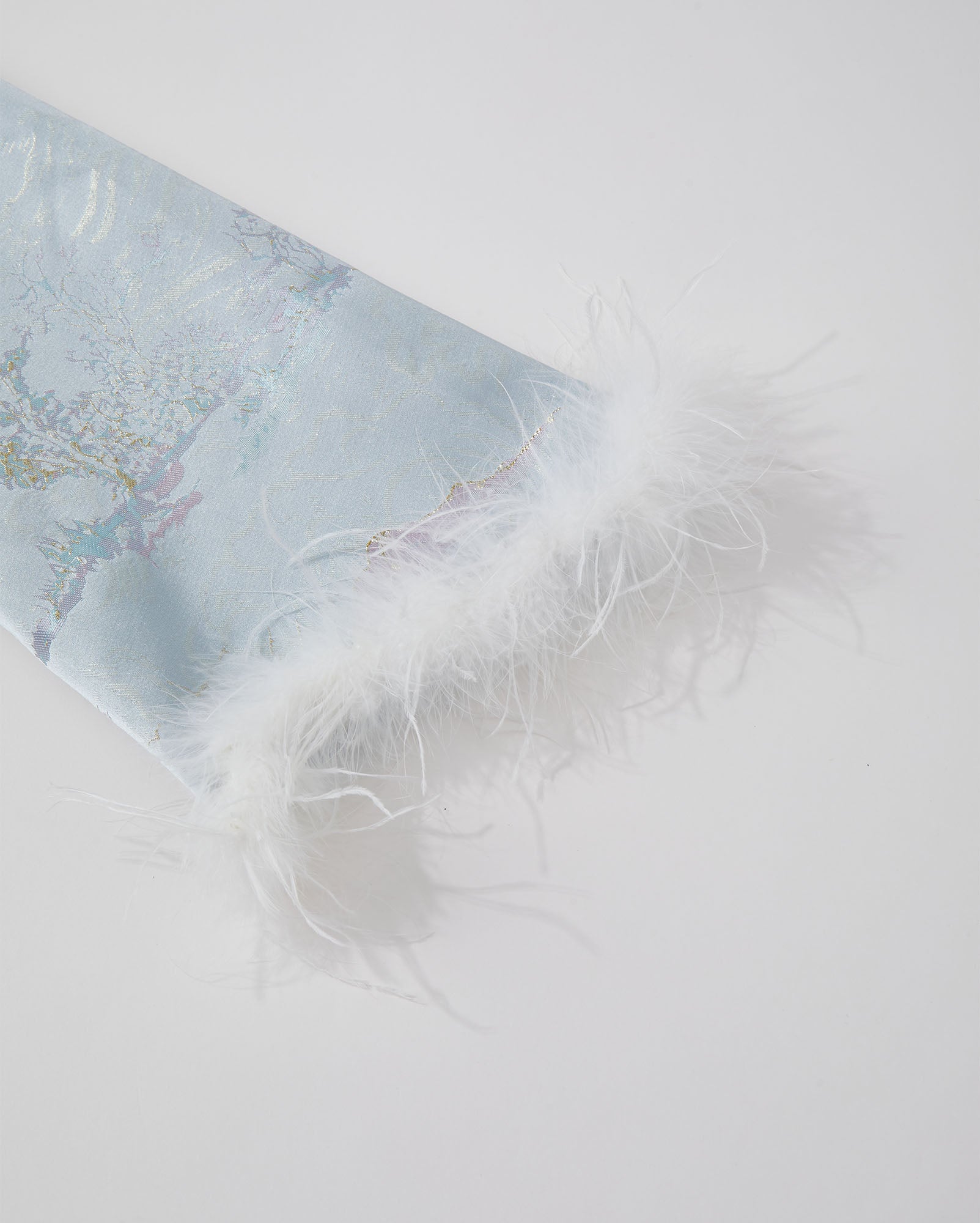 Landscape Patterned Short Jacket Azure Blue