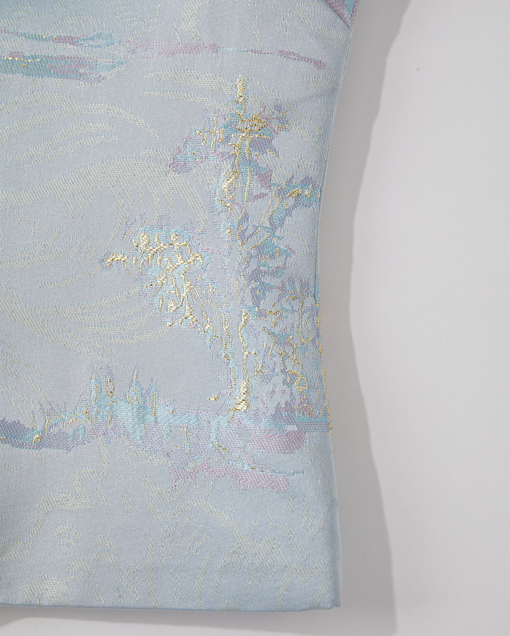 Landscape Patterned Short Jacket Azure Blue