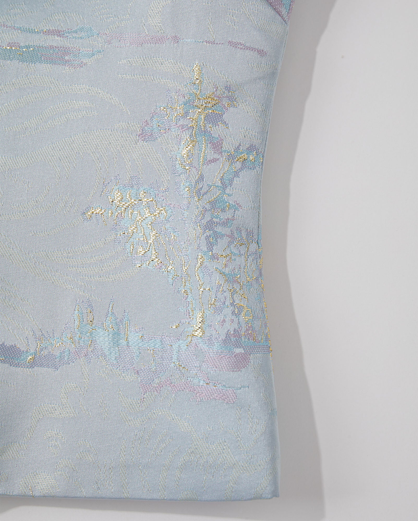 Landscape Patterned Short Jacket Azure Blue