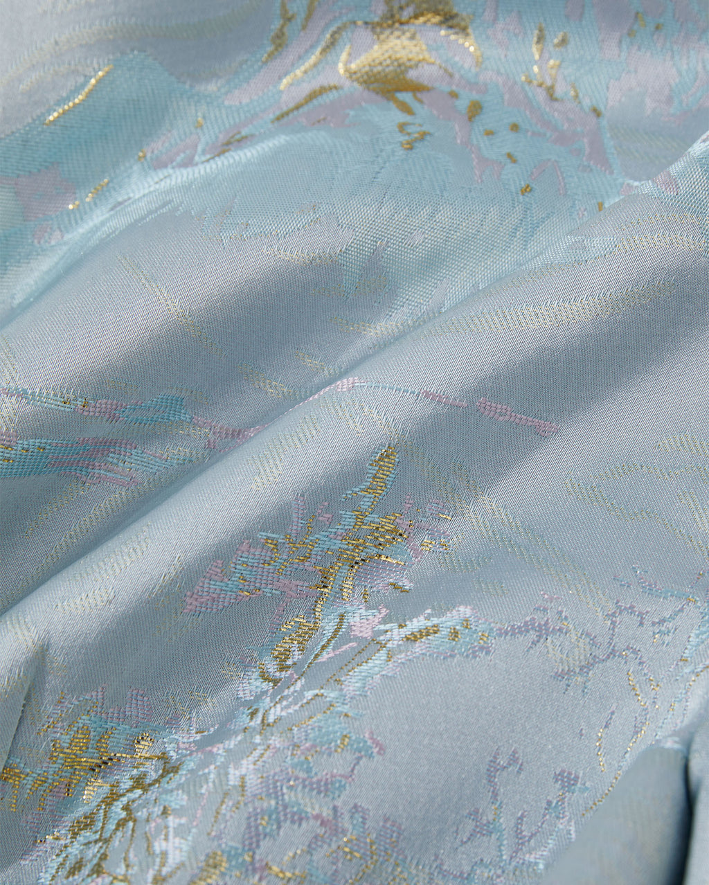 Landscape Patterned Short Jacket Azure Blue