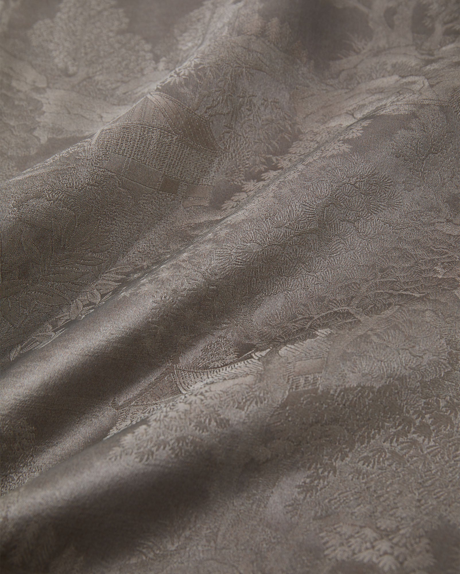 Flower Button Ribbon Blouse Gray