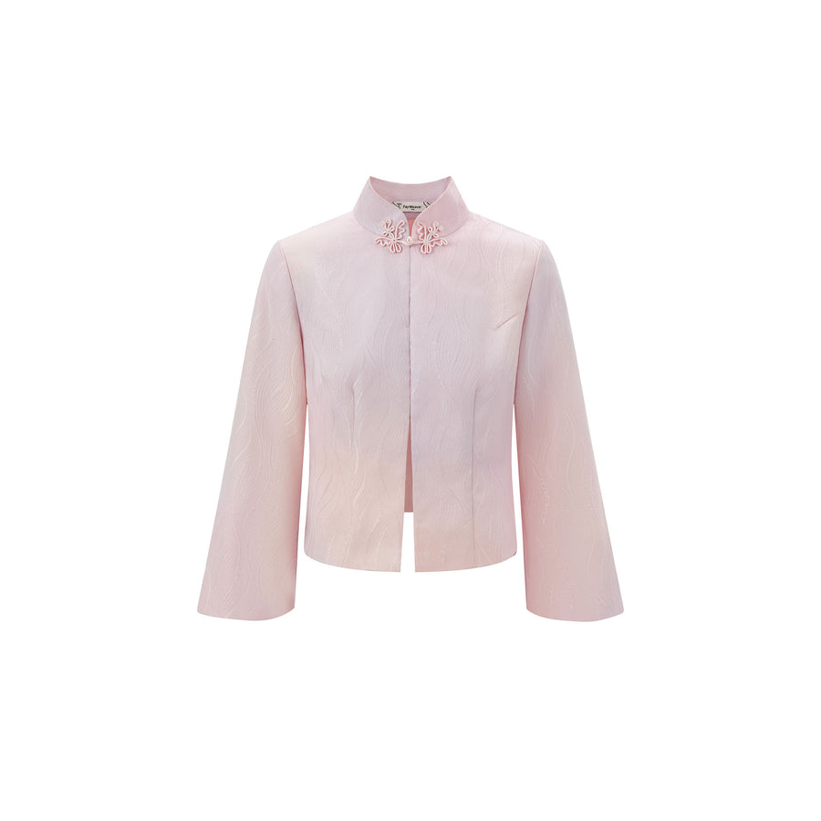 Snake & Orchid Embroidered Jacket Pink