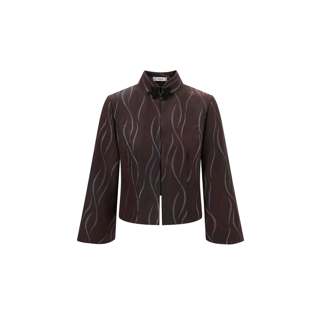 Snake & Orchid Embroidered Jacket Mocha