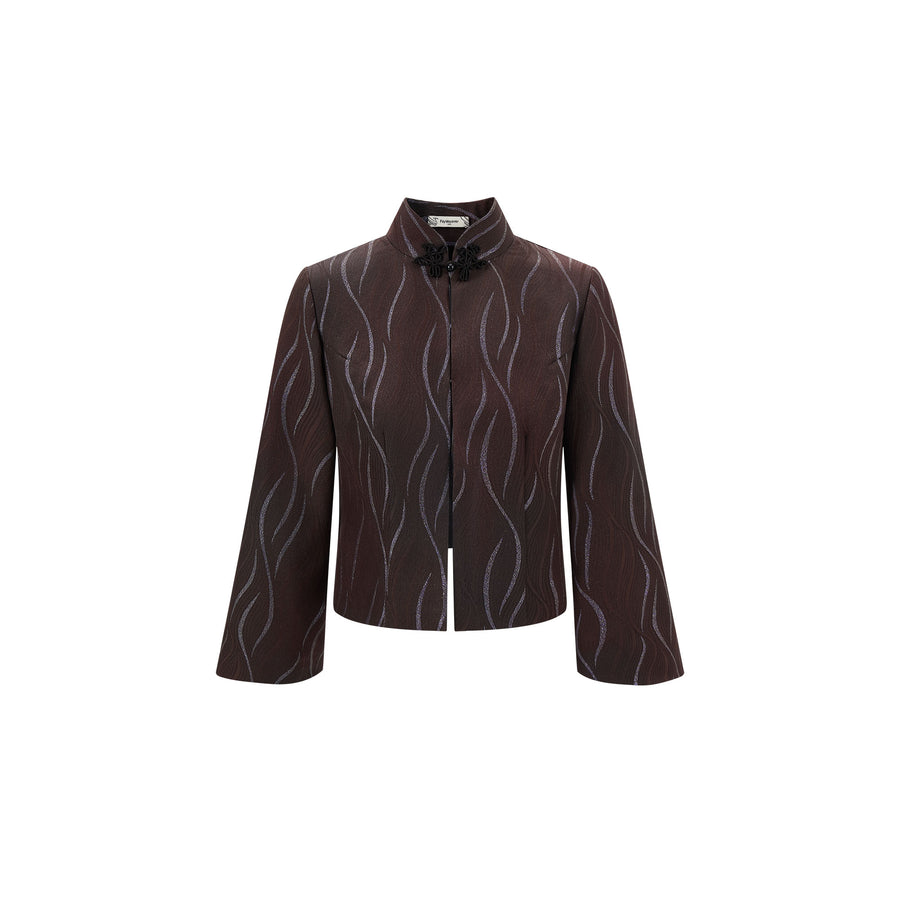 Snake & Orchid Embroidered Jacket Mocha