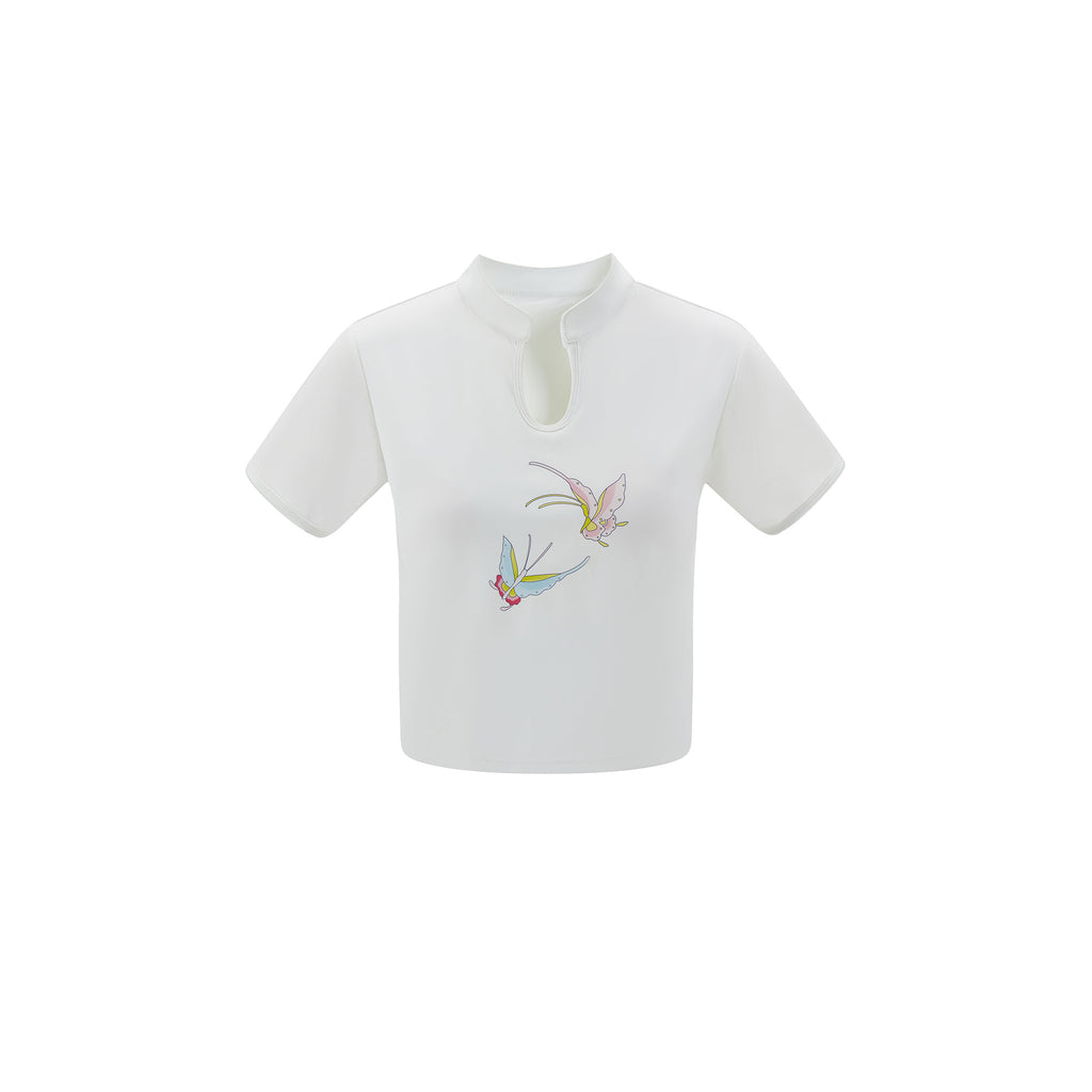 Twin-Butterfly Backless T-Shirt