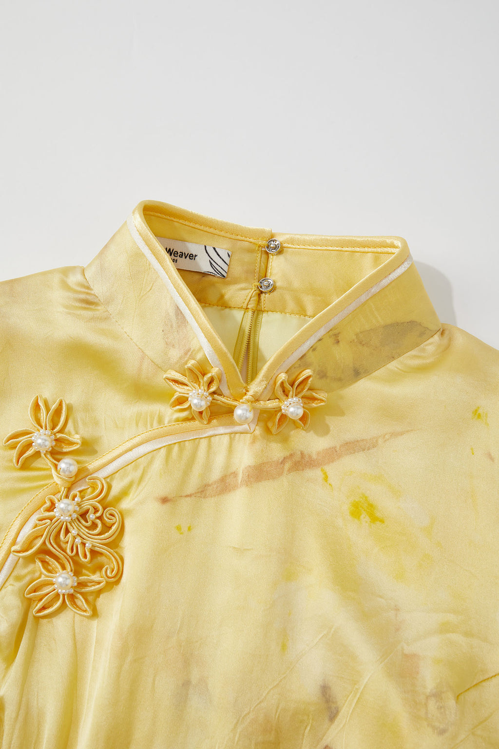 Botanic-Dyed Classic Short Sleeve Qipao