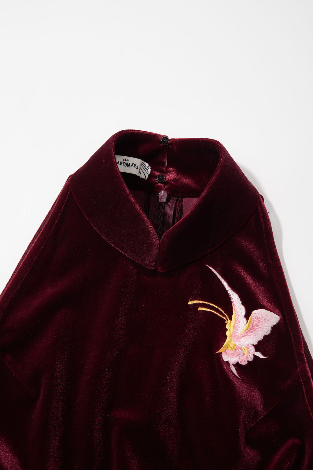 Butterfly Embroidered Halter-Neck Modern Qipao Red