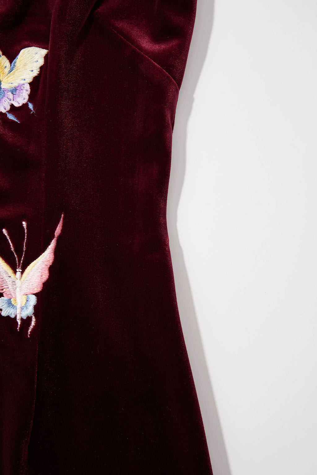 Butterfly Embroidered Halter-Neck Modern Qipao Red