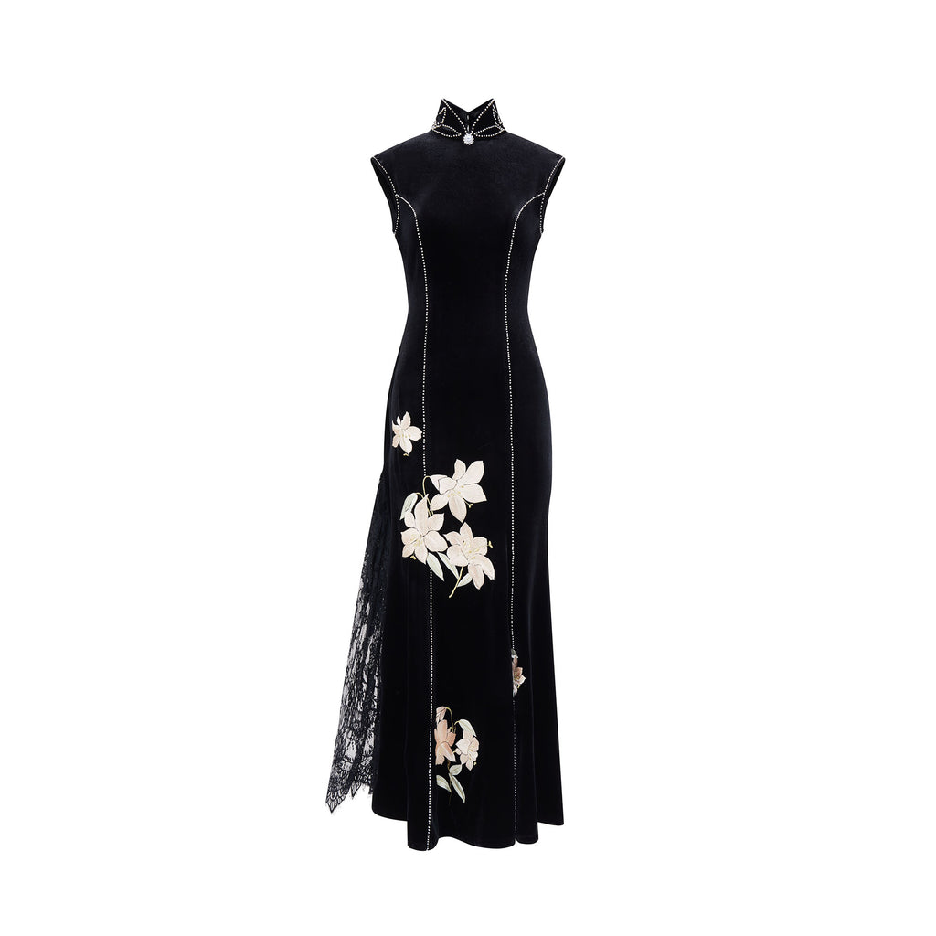 Butterfly Button Ribbon Short Qipao Dress