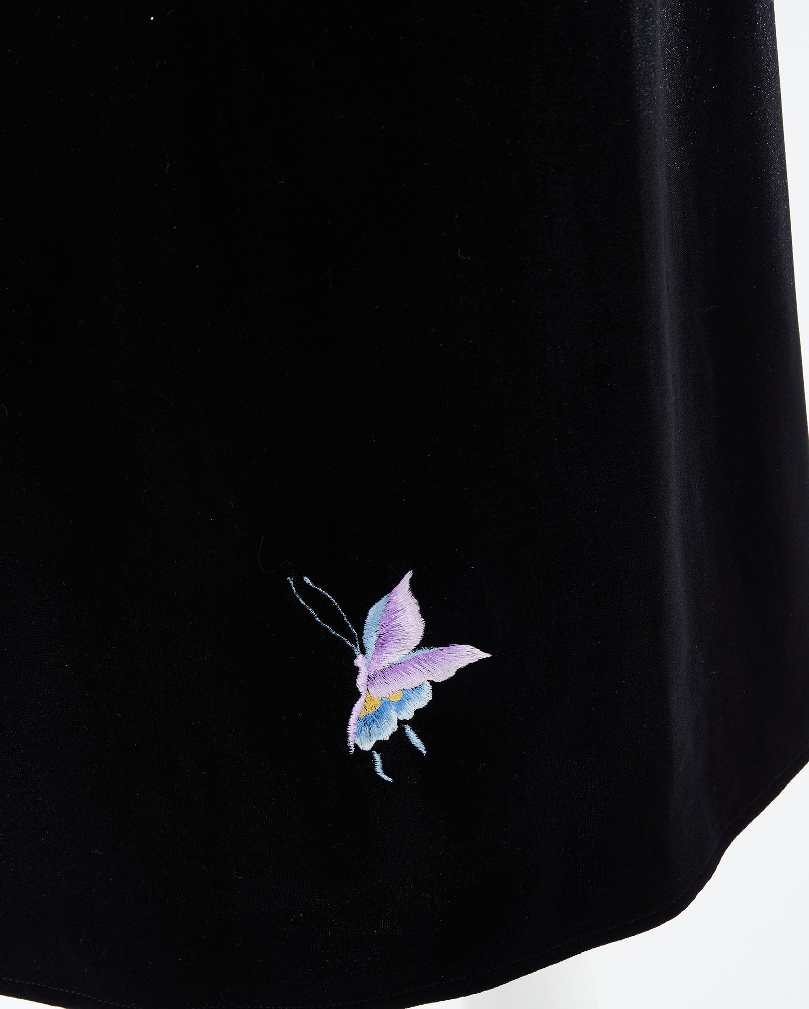Colored Butterfly Embroidered Velvet Fishtail Skirt